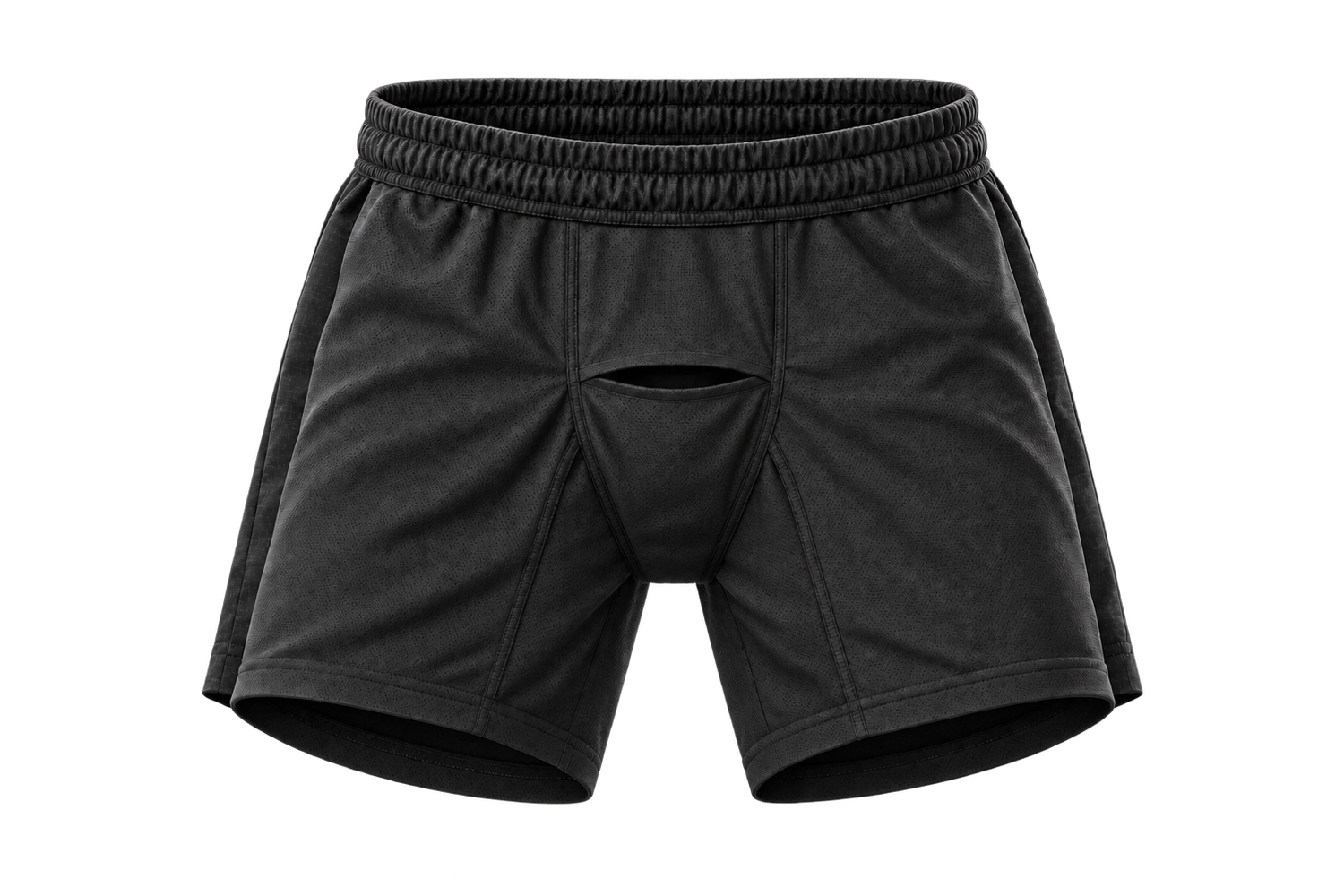 Inside view of the KLUTCH short, showing the body-side gusset opening. Interior shown for clarity.